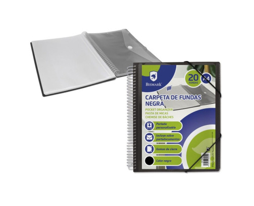 Bismark Carpeta con 20 Fundas Transparentes - Formato A4 - Incluye Sobre Portadocumentos
