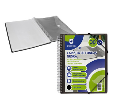 Bismark Carpeta con 30 Fundas Transparentes - Formato A4 - Incluye Sobre Portadocumentos