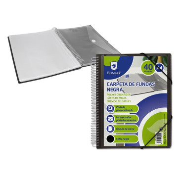 Bismark Carpeta con 40 Fundas Transparentes - Formato A4 - Incluye Sobre Portadocumentos