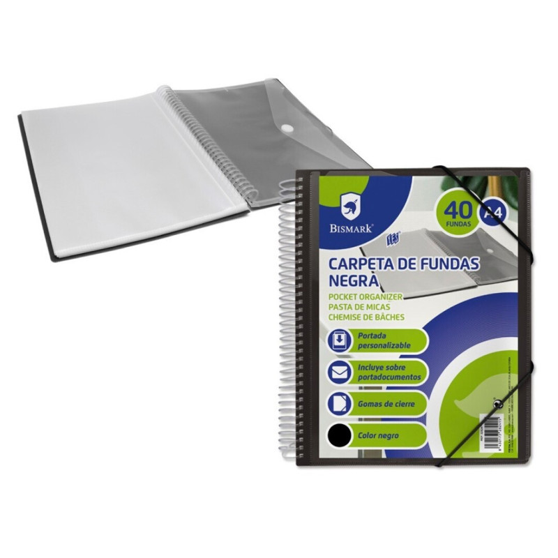 Bismark Carpeta con 40 Fundas Transparentes - Formato A4 - Incluye Sobre Portadocumentos