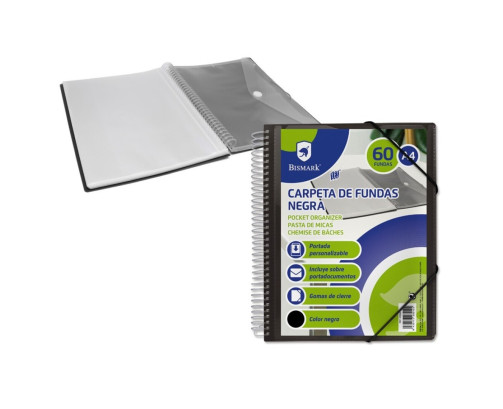 Bismark Carpeta con 60 Fundas Transparentes - Formato A4 - Incluye Sobre Portadocumentos