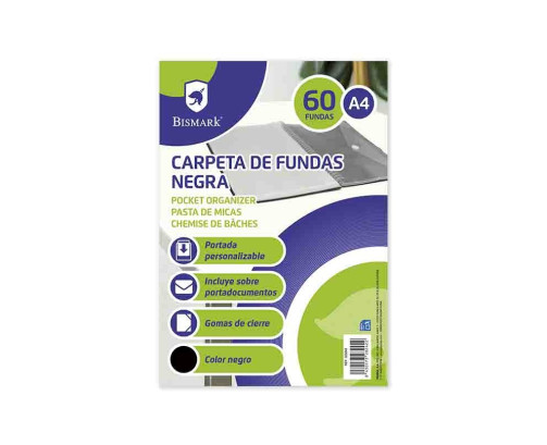 Bismark Carpeta con 60 Fundas Transparentes - Formato A4 - Incluye Sobre Portadocumentos