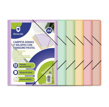 Carpeta a4 gomas y solapas pp kanguro pastel (Pack 1 uds)