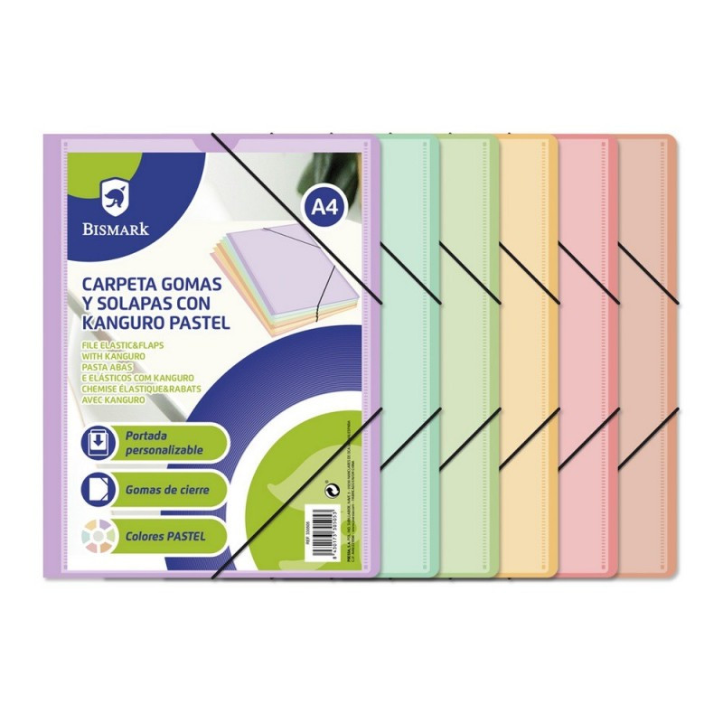 Carpeta a4 gomas y solapas pp kanguro pastel (Pack 1 uds)