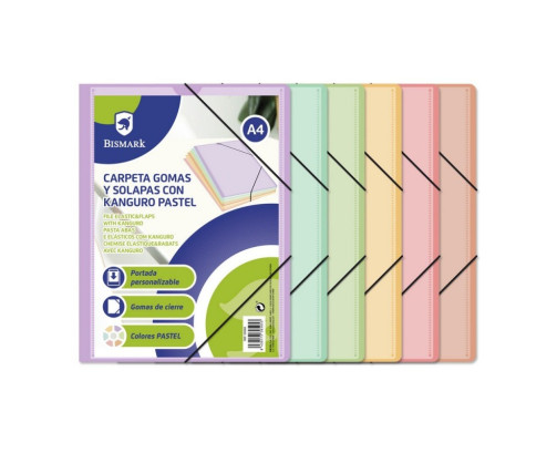 Carpeta a4 gomas y solapas pp kanguro pastel (Pack 1 uds)