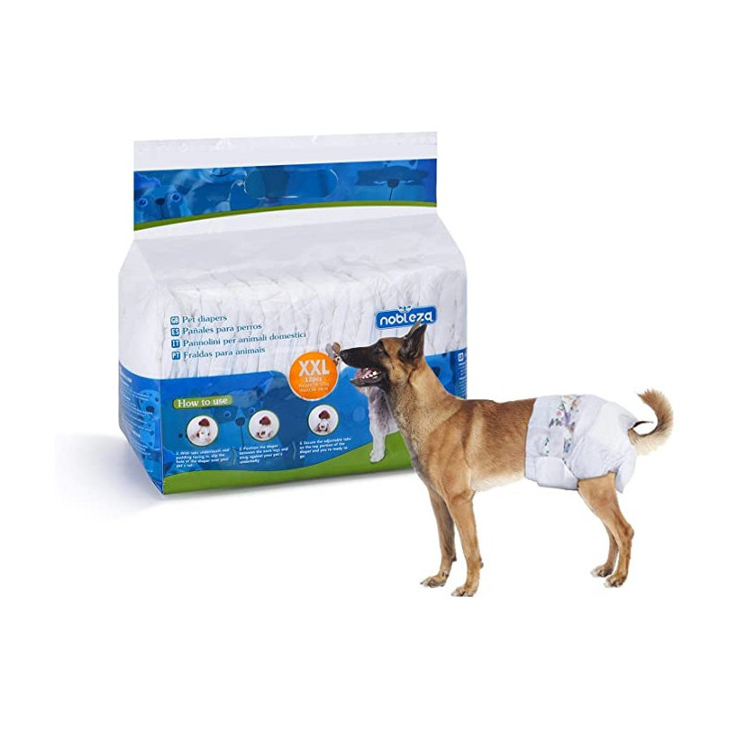 Nobleza 12x Pañales para Perros Desechables Hembra Cachorro Entrenamiento Paquete de 12, XXL