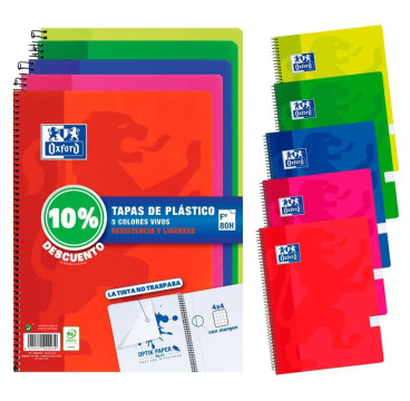 Oxford Pack 5 Bloc Plástic 90g 80Hoja 4x4