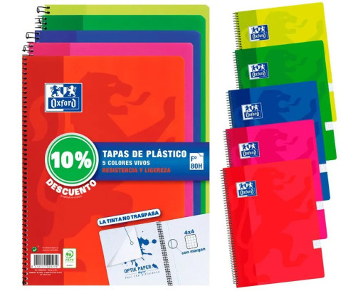 Oxford Pack 5 Bloc Plástic 90g 80Hoja 4x4