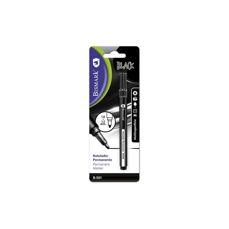 Rotulador permanente negro punta redonda 1.0-1.2MM