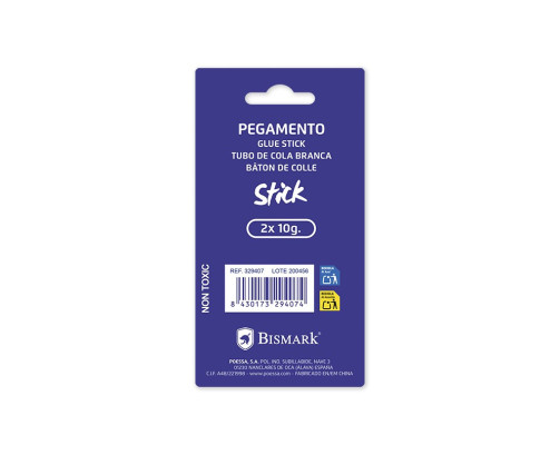 Pegamento barra 2x10gr 2 unidades bismark