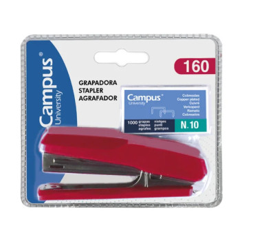 Grapadora Mini Campus University 160 + Grapas Rojo