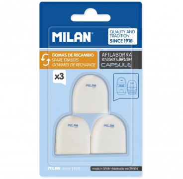 Pack 3 Gomas de Borrar Recambio Afilaborra Capsule Milan