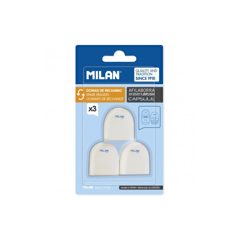 Pack 3 Gomas de Borrar Recambio Afilaborra Capsule Milan