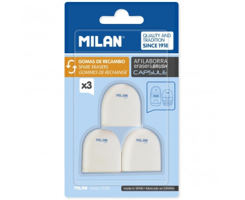 Pack 3 Gomas de Borrar Recambio Afilaborra Capsule Milan
