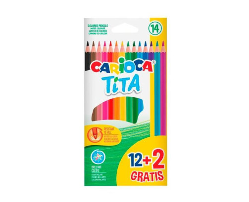 Lapices Hexagonales Carioca Tita Caja 12 Colores Surtidos + 2 Gratis