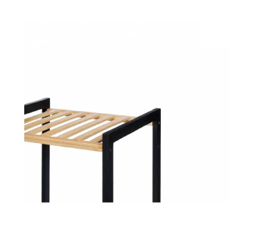 Estantería de Baño 35 x 30 x 100 cm Negro Natural Bambú Madera de Pino
