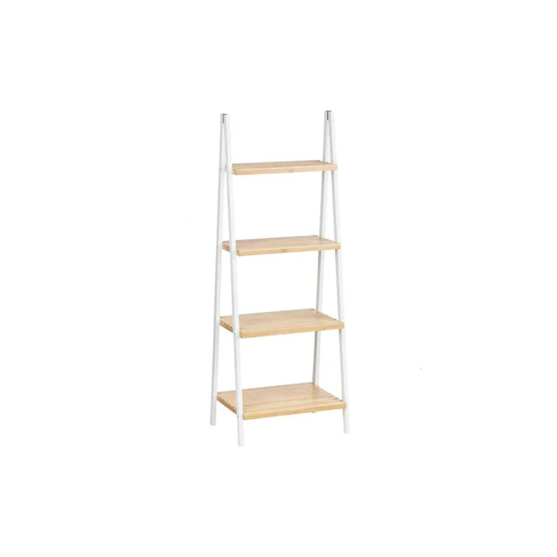 Estantería de Baño Blanco Natural Bambú Madera de Pino 40 x 109,3 x 30 cm
