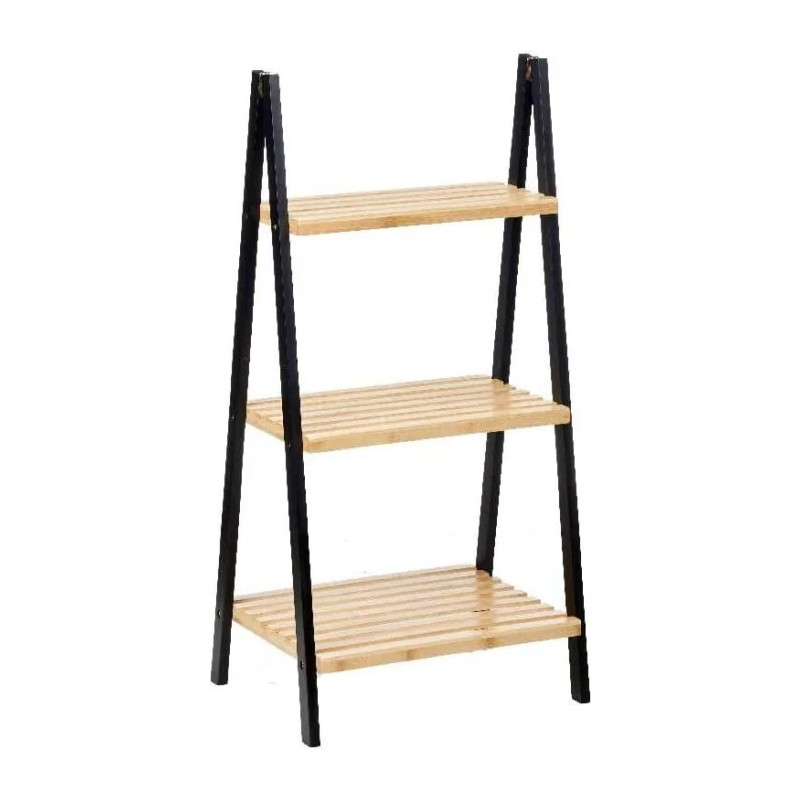 Estanteria escalera 3 estantes bambu negro 40x30x81.5cm