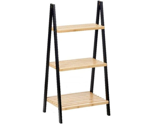 Estanteria escalera 3 estantes bambu negro 40x30x81.5cm