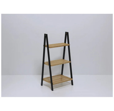 Estanteria escalera 3 estantes bambu negro 40x30x81.5cm