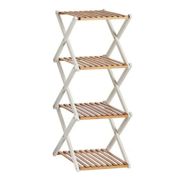 Estantería 4 Estantes Marrón Blanco Plegable Madera (32 x 96 x 39 cm)
