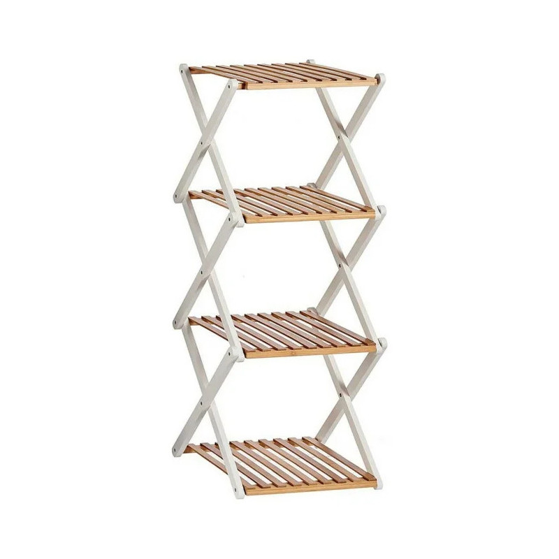 Estantería 4 Estantes Marrón Blanco Plegable Madera (32 x 96 x 39 cm)