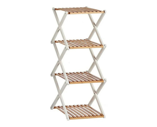 Estantería 4 Estantes Marrón Blanco Plegable Madera (32 x 96 x 39 cm)