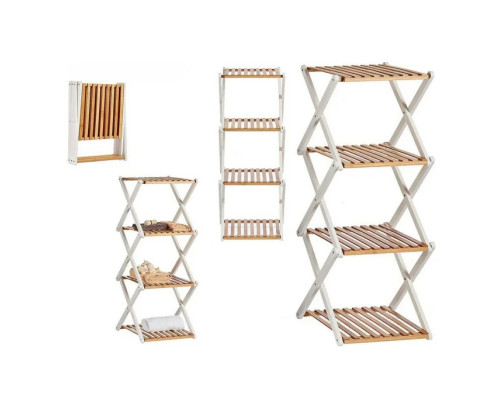 Estantería 4 Estantes Marrón Blanco Plegable Madera (32 x 96 x 39 cm)