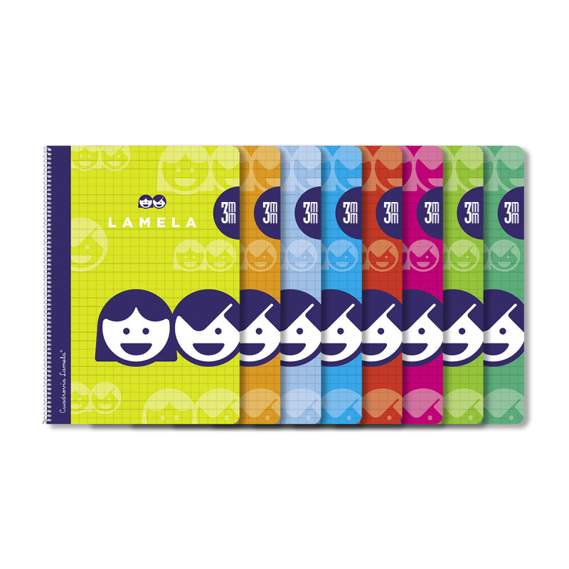 Cuaderno Espiral Lamela Tamaño Folio cuadrovía 3mm 80 hojas Tapa Blanda