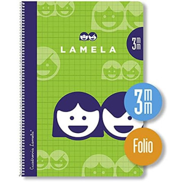 Cuaderno Espiral Lamela Tamaño Folio cuadrovía 3mm 80 hojas Tapa Blanda