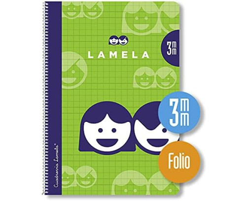 Cuaderno Espiral Lamela Tamaño Folio cuadrovía 3mm 80 hojas Tapa Blanda