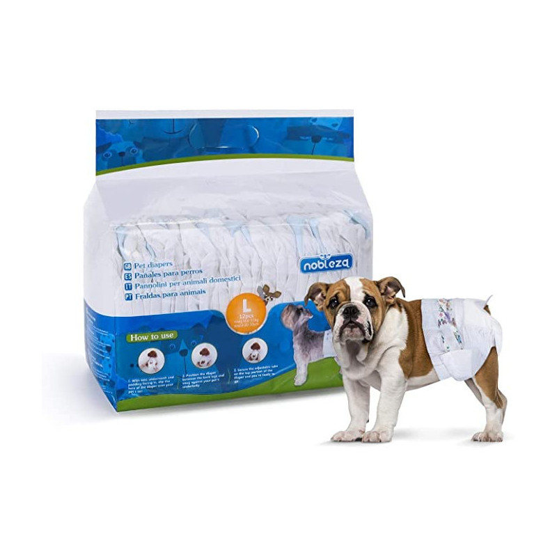 Nobleza 12x Pañales( L ) para Perros Desechables Hembra Cachorro Entrenamiento
