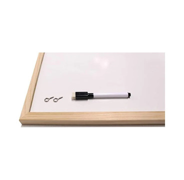 Pizarra blanca 40x30 -60x90 cm con rotulador y borrador No magnetica, marco de madera