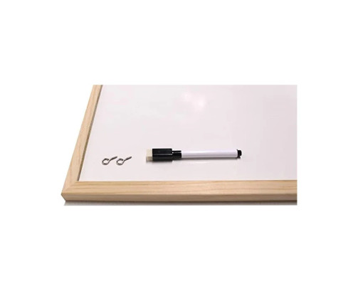 Pizarra blanca 40x30 -60x90 cm con rotulador y borrador No magnetica, marco de madera