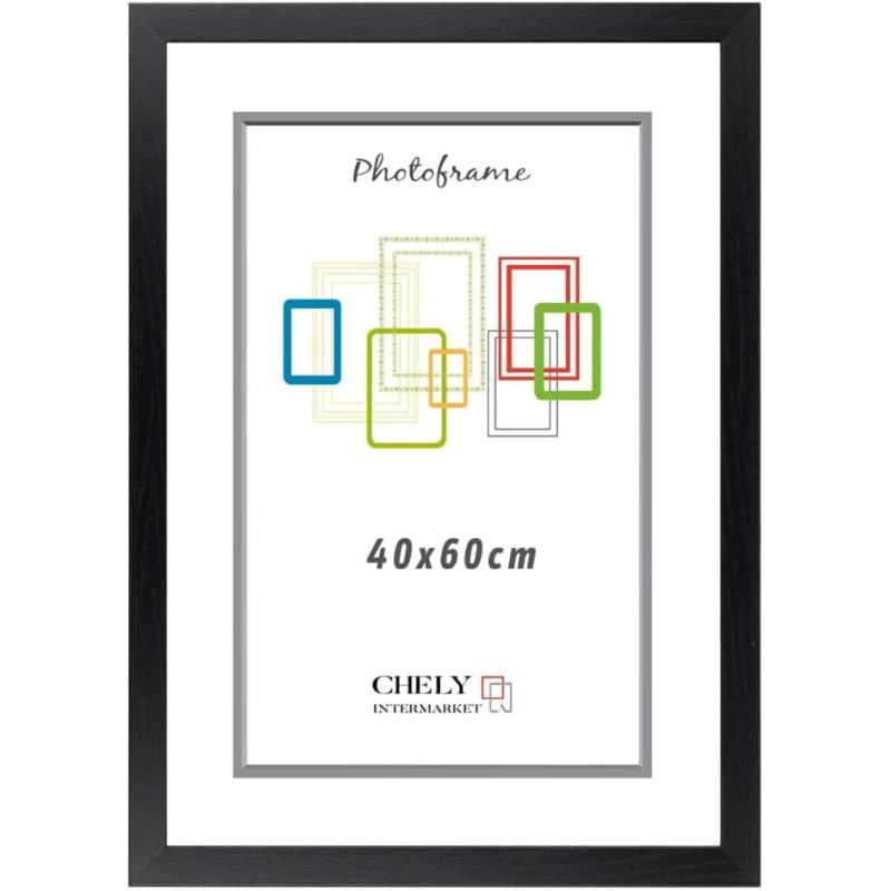 Marco de Foto 40x60cm (Negro) MOD-254 Hecho de Madera, Ancho de moldura 2cm