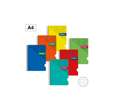 Bloc Espiral Campus A4 Tapa Plastico 80 Hojas 90g Cuadrícula 4 mm