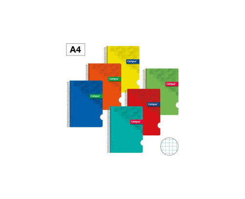 Bloc Espiral Campus A4 Tapa Plastico 80 Hojas 90g Cuadrícula 4 mm