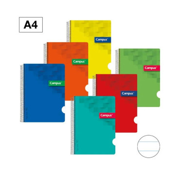Campus -Cuaderno Espiral Rayado A4 Campus Pp 80 Hojas 90 Gr Colores Surtidos