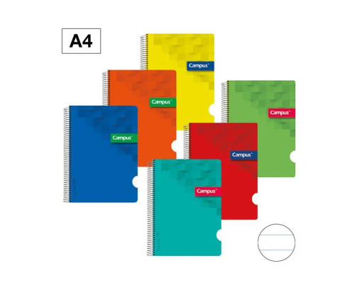 Campus -Cuaderno Espiral Rayado A4 Campus Pp 80 Hojas 90 Gr Colores Surtidos