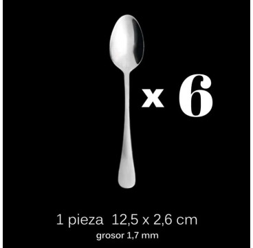6 Cucharillas Cafe Acero Inoxidable 12,5 x 2,6 cm