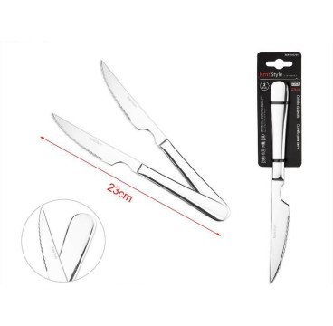 2 Cuchillos de Carne Acero Inoxidable 23x2,05 cm