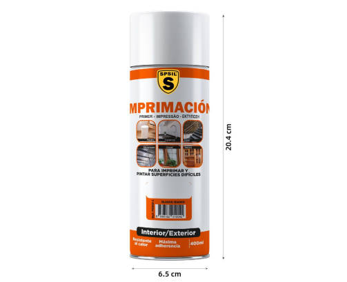 Pintura Spray Imprimación Transparente / Blanco / Gris /Negro 400 ML