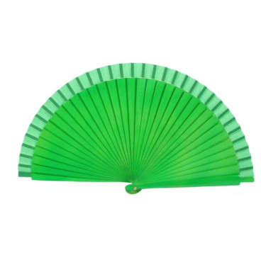 Abanico verde negro naturl liso madera 23cm
