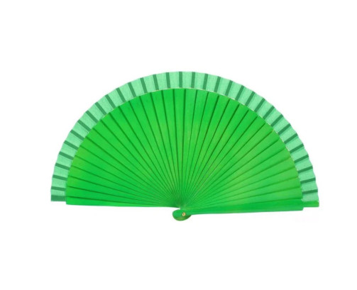 Abanico verde negro naturl liso madera 23cm