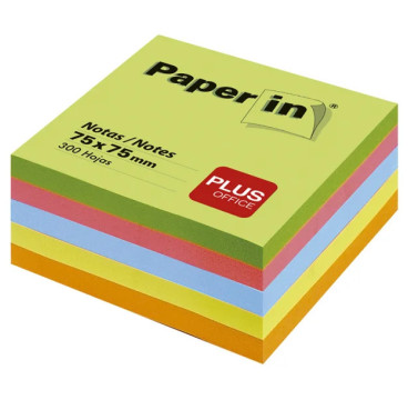 Bloc  de Notas Adhesivas Paper In Plus Office 75mmx75mm Neón 300 Hojas