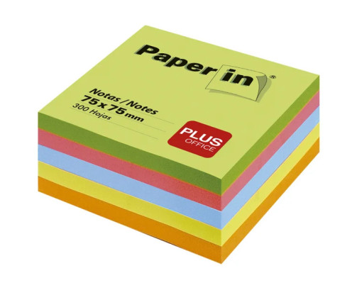 Bloc  de Notas Adhesivas Paper In Plus Office 75mmx75mm Neón 300 Hojas