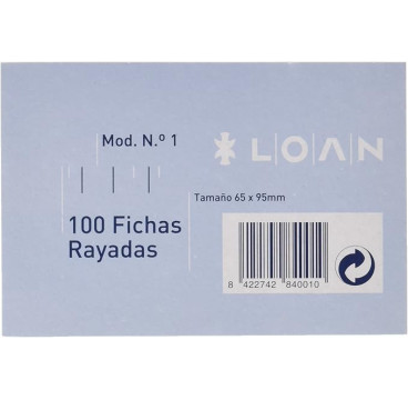 Fichas rayadas n 1 6.5x9.5 cm Loan