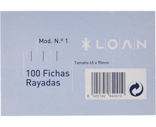 Fichas rayadas n 1 6.5x9.5 cm Loan