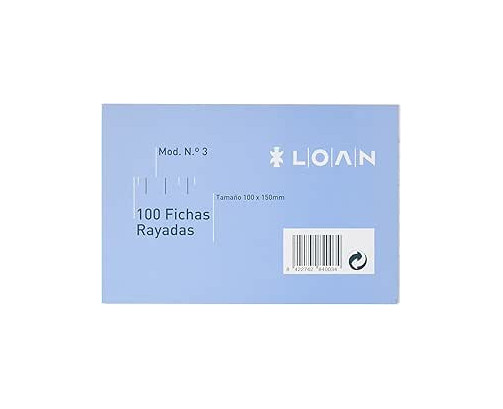 Loan Número 3 -10x15cm Fichas rayadas, 100 unidades