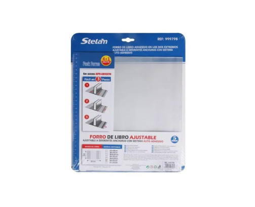Forro de Libros 30x55 cm Autoadhesivo y Ajustable Transparente Adhesivo en los dos Extremo - Pack de 5 Unidades